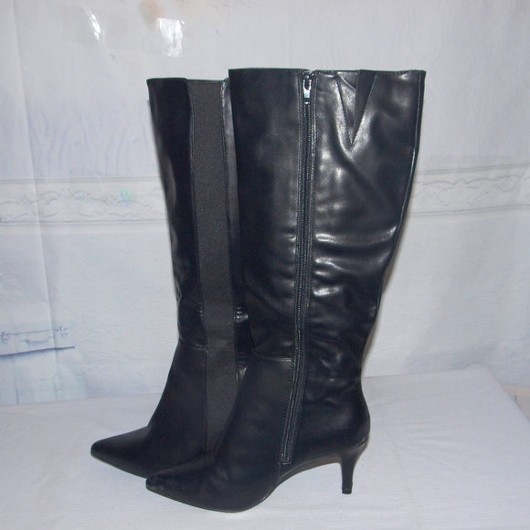 Avon Shoes - Avon Cushion Walk Heeled Boots Knee high Black 7M